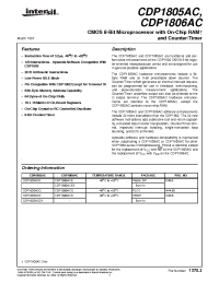 Datasheet CDP1805ACE manufacturer Intersil