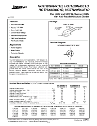 Datasheet HGTH20N40C1D manufacturer Intersil
