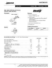 Datasheet HUF75631P3 manufacturer Intersil