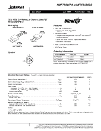 Datasheet HUF75645P3 manufacturer Intersil