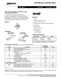 Datasheet HUF76013P3 manufacturer Intersil