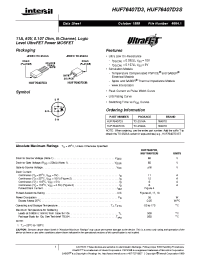 Datasheet HUF76407D3 manufacturer Intersil