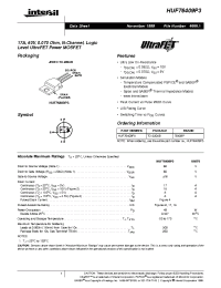 Datasheet HUF76409P3 manufacturer Intersil