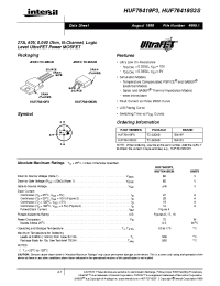 Datasheet HUF76419P3 manufacturer Intersil