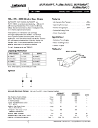 Datasheet MUR3040PT manufacturer Intersil