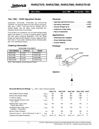 Datasheet RHRG7570 manufacturer Intersil