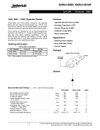 Datasheet RHRU15090 manufacturer Intersil
