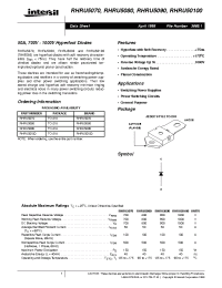 Datasheet RHRU5070 manufacturer Intersil