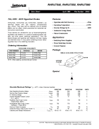 Datasheet RHRU7560 manufacturer Intersil
