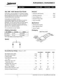 Datasheet RURG3040 manufacturer Intersil