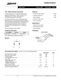 Datasheet RURH15100CC manufacturer Intersil