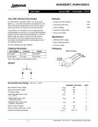 Datasheet RURH1520CC manufacturer Intersil