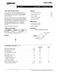 Datasheet RURU10060 manufacturer Intersil