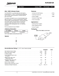 Datasheet RURU80100 manufacturer Intersil