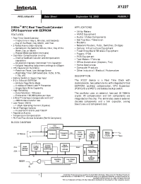 Datasheet X1227S8-2.7A manufacturer Intersil