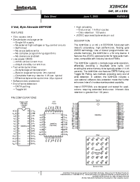 Datasheet X28HC64 manufacturer Intersil