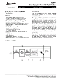Datasheet X9119TV14I-2.7 manufacturer Intersil