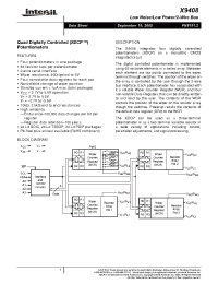 Datasheet X9408YV24I-2.7 manufacturer Intersil