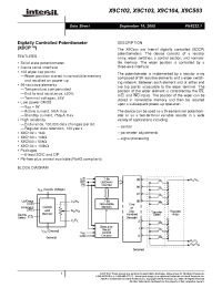 Datasheet X9C102S manufacturer Intersil