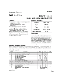 Datasheet IR2113E6 manufacturer IRF