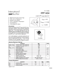 Datasheet IRF1404 manufacturer IRF