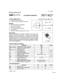 Datasheet IRF1407 manufacturer IRF