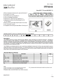 Datasheet IRF6648TR1 manufacturer IRF