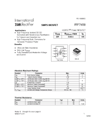 Datasheet IRF7458 manufacturer IRF