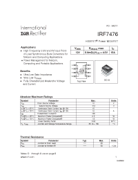 Datasheet IRF7476 manufacturer IRF