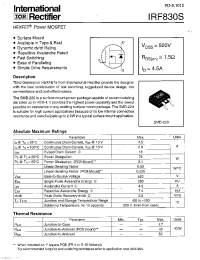 Datasheet IRF830S manufacturer IRF