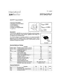 Datasheet IRF840PBF manufacturer IRF
