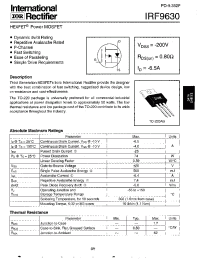 Datasheet IRF9630 manufacturer IRF