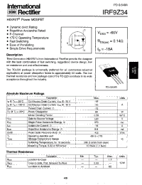 Datasheet IRF9Z34 manufacturer IRF