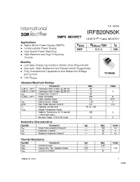 Datasheet IRFB20N50K manufacturer IRF