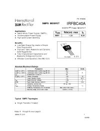 Datasheet IRFBC40 manufacturer IRF