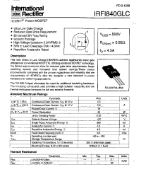 Datasheet IRFI840GLC manufacturer IRF