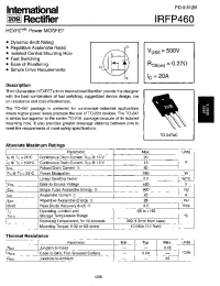 Datasheet IRFP460 manufacturer IRF