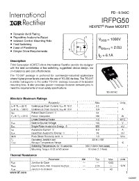Datasheet IRFPG50 manufacturer IRF