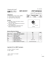 Datasheet IRFS9N60A manufacturer IRF