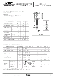 Datasheet KTB1151 manufacturer KEC