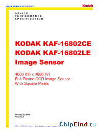 Datasheet KAF-16802LE manufacturer Kodak