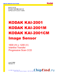 Datasheet KAI-2001M manufacturer Kodak