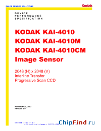 Datasheet KAI-4010CM manufacturer Kodak