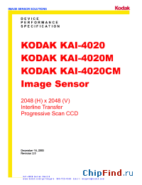 Datasheet KAI-4020CM manufacturer Kodak