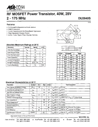 Datasheet DU2840S manufacturer M/A-COM