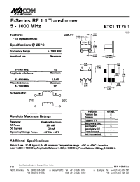 Datasheet ETC1-1T-75-1 manufacturer M/A-COM