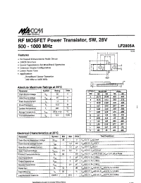 Datasheet LF2805A manufacturer M/A-COM