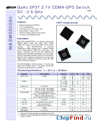 Datasheet MASWSS0060 manufacturer M/A-COM