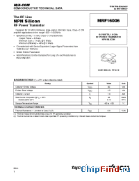 Datasheet MRF16006 manufacturer M/A-COM