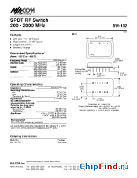 Datasheet SW-132PIN manufacturer M/A-COM